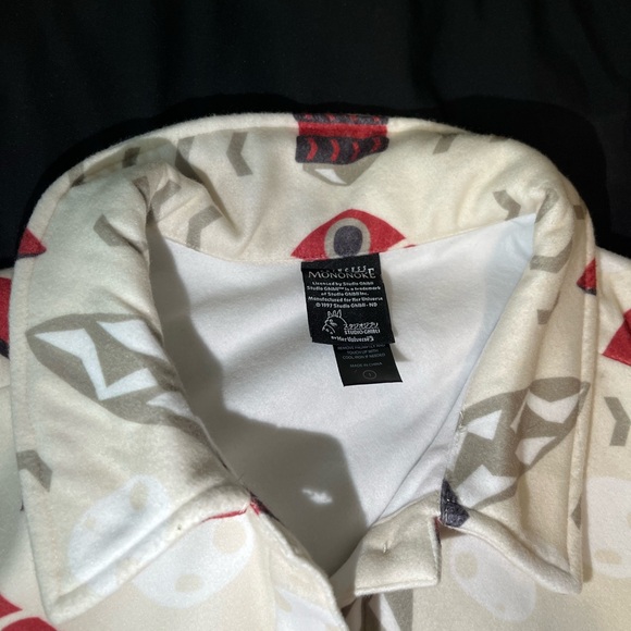 Princess Mononoke Fleece Shirt Jacket Women's XL Beige San's Mask Anime 1997 - Picture 12 of 13